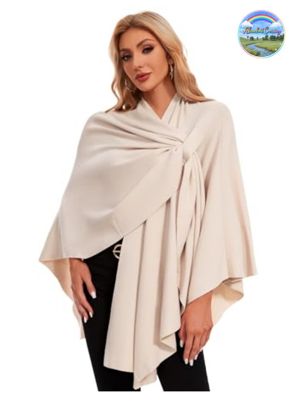 Women Cross Front Shawl Wrap Knit Poncho Cape Warm Travel Wrap